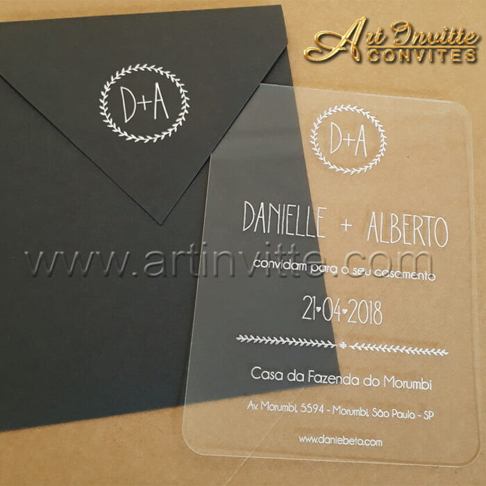 Convite de casamento Acrílico CAR 001 - Art Invitte Convites