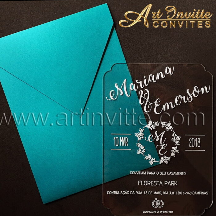 Convite de casamento Acrílico CAR 002 - Art Invitte Convites