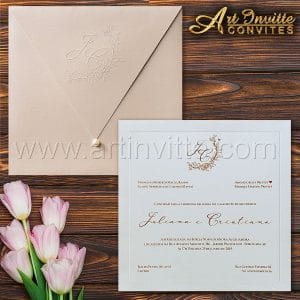 Convite de casamento Romântico - Veneza VZ 167 - Rosa e Marsala - Art Invitte Convites
