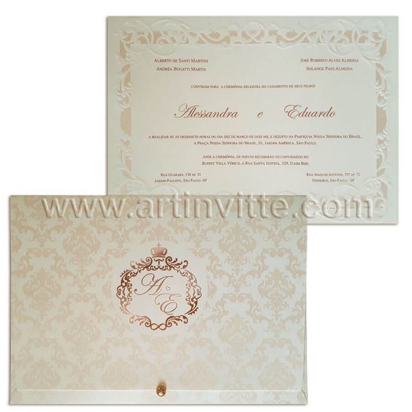 Convite para casamento Romântico Alexandria AL 023. Convite para casamento Romântico Alexandria AL 023.