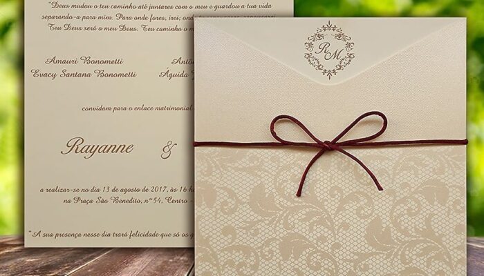 Convite de casamento modelo Fronha FR 055